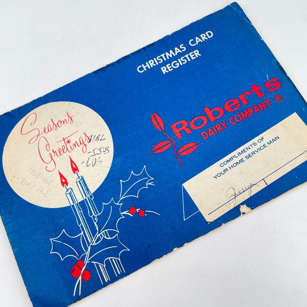Vintage Roberts Dairy Company Christmas Card Register 1980s Ephemera Booklet